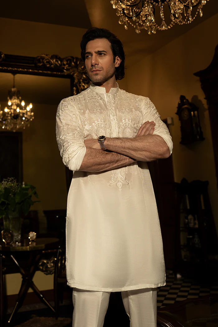 Milky White Kurta Pyjama