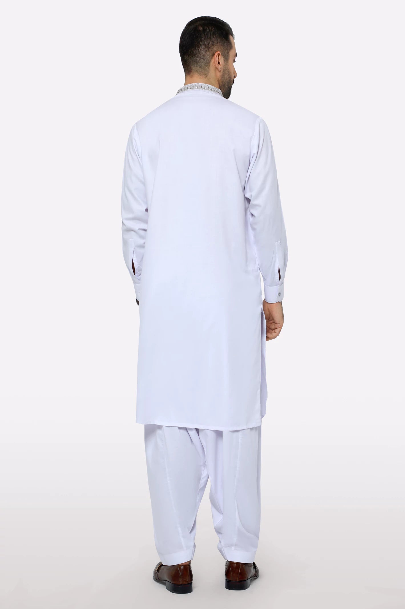 White Hand Embroidered Kameez Shalwar