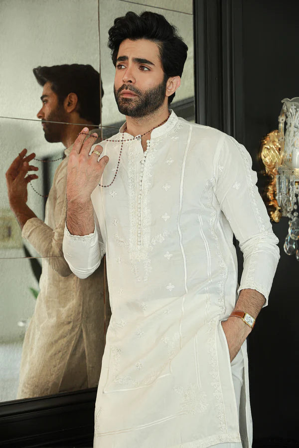 Off White Kurta Pyjama SM-001