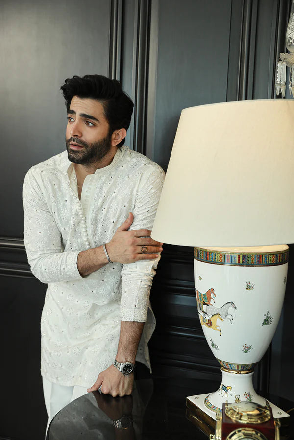 Off White Kurta Pyjama SM-002