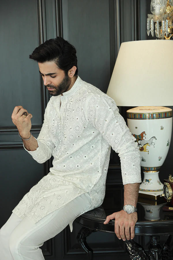 Off White Kurta Pyjama SM-002