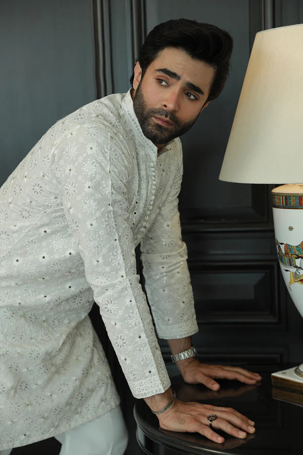 Off White Kurta Pyjama SM-002