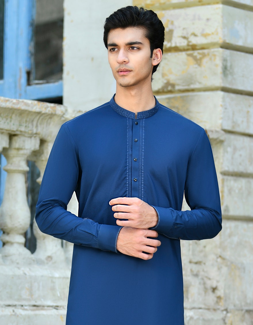 Royal Blue Cotton Kurta Pyjama
