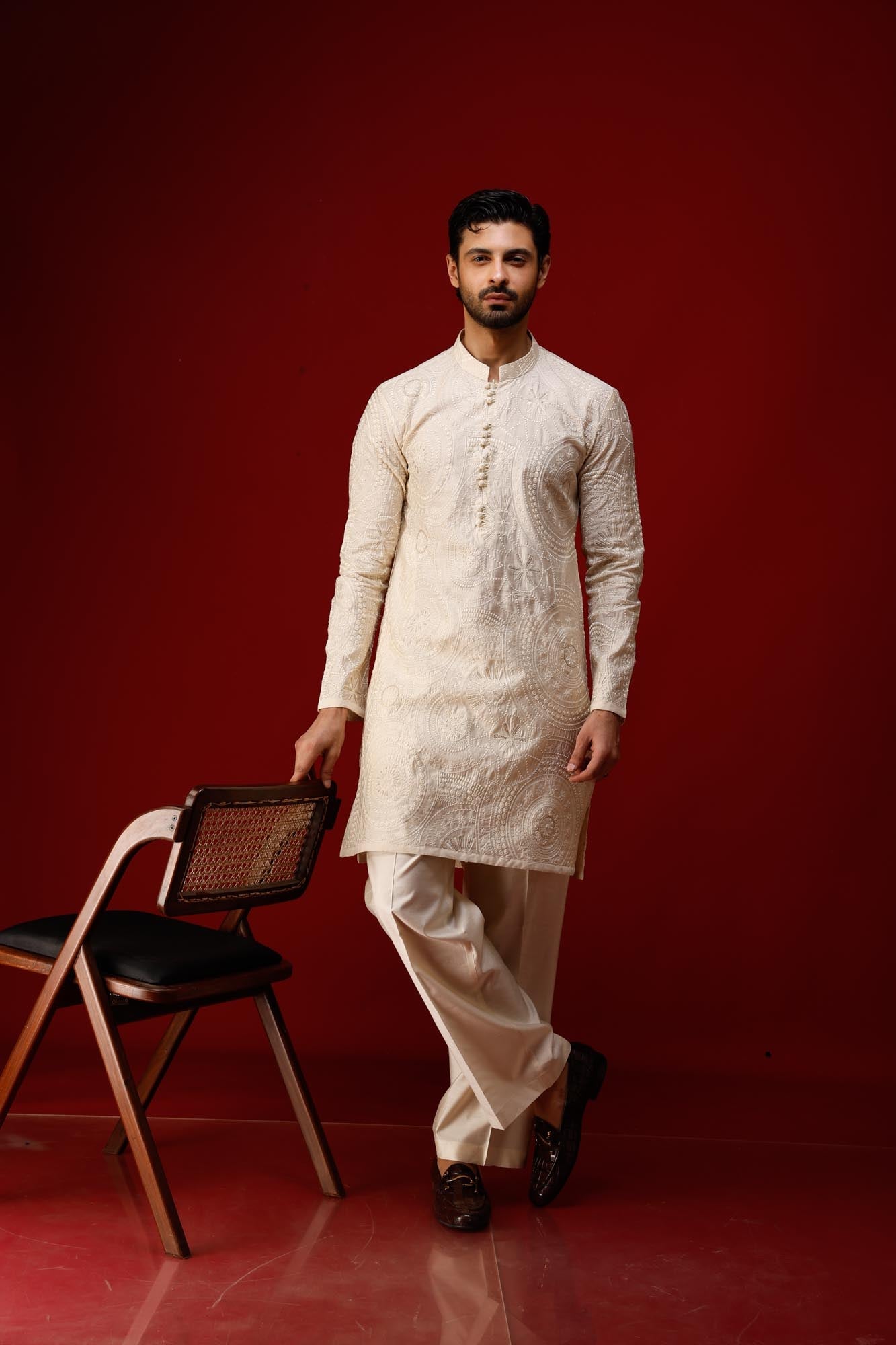 Beige Shahkaar Kurta Pyjama
