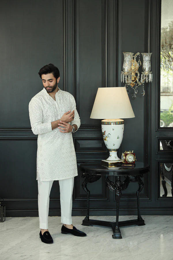 Off White Kurta Pyjama SM-002
