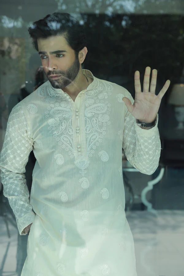 Couture Cream Kurta Pyjama SM-003