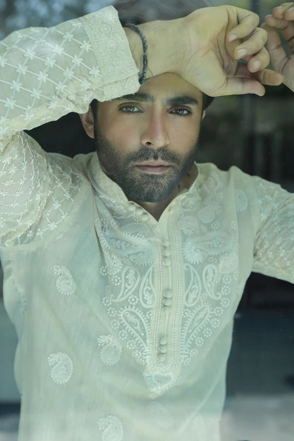 Couture Cream Kurta Pyjama SM-003