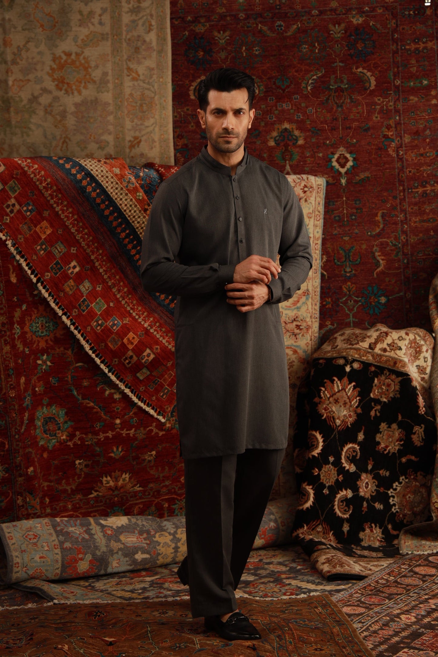 Charcoal Grey Kurta Pyjama