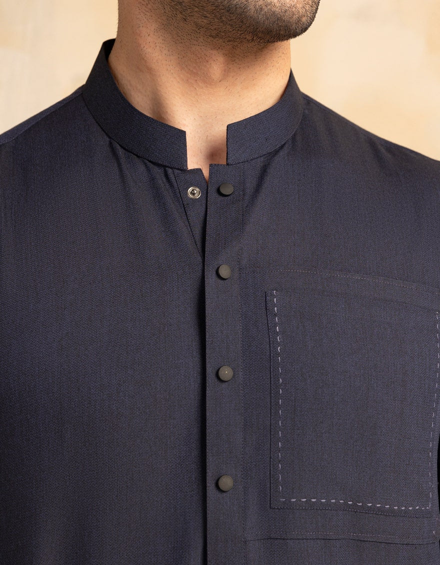 Navy Blue Premium Blended Kurta Pyjama