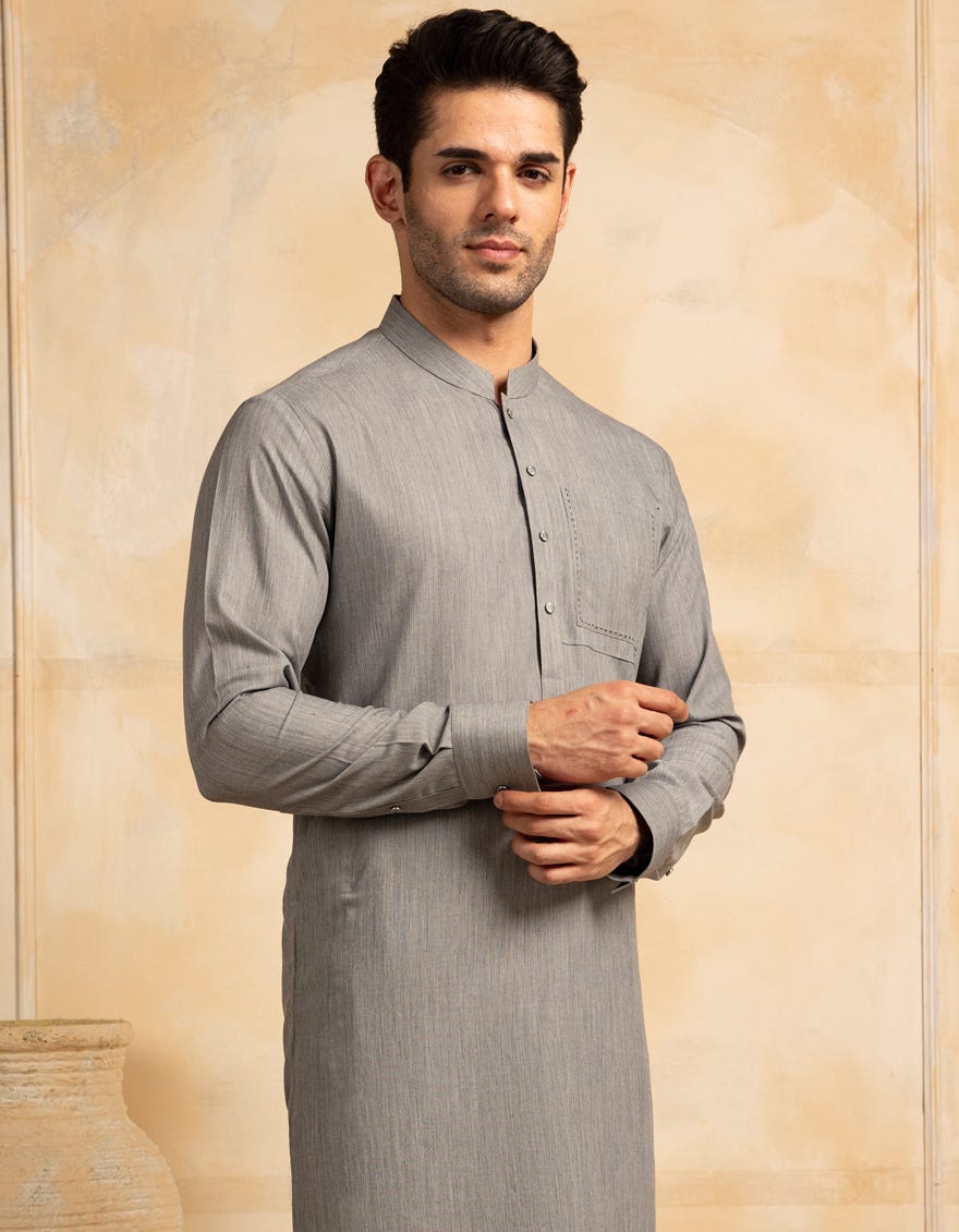 Grey Premium Blended Kurta Trouser
