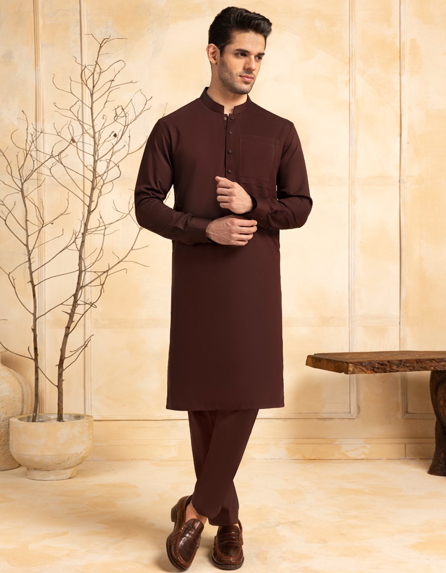 Maroon Premium Blended Kurta Pyjama