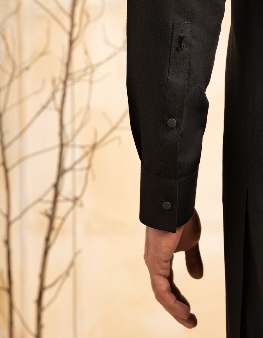 Black Embroidered Blended Kameez Shalwar