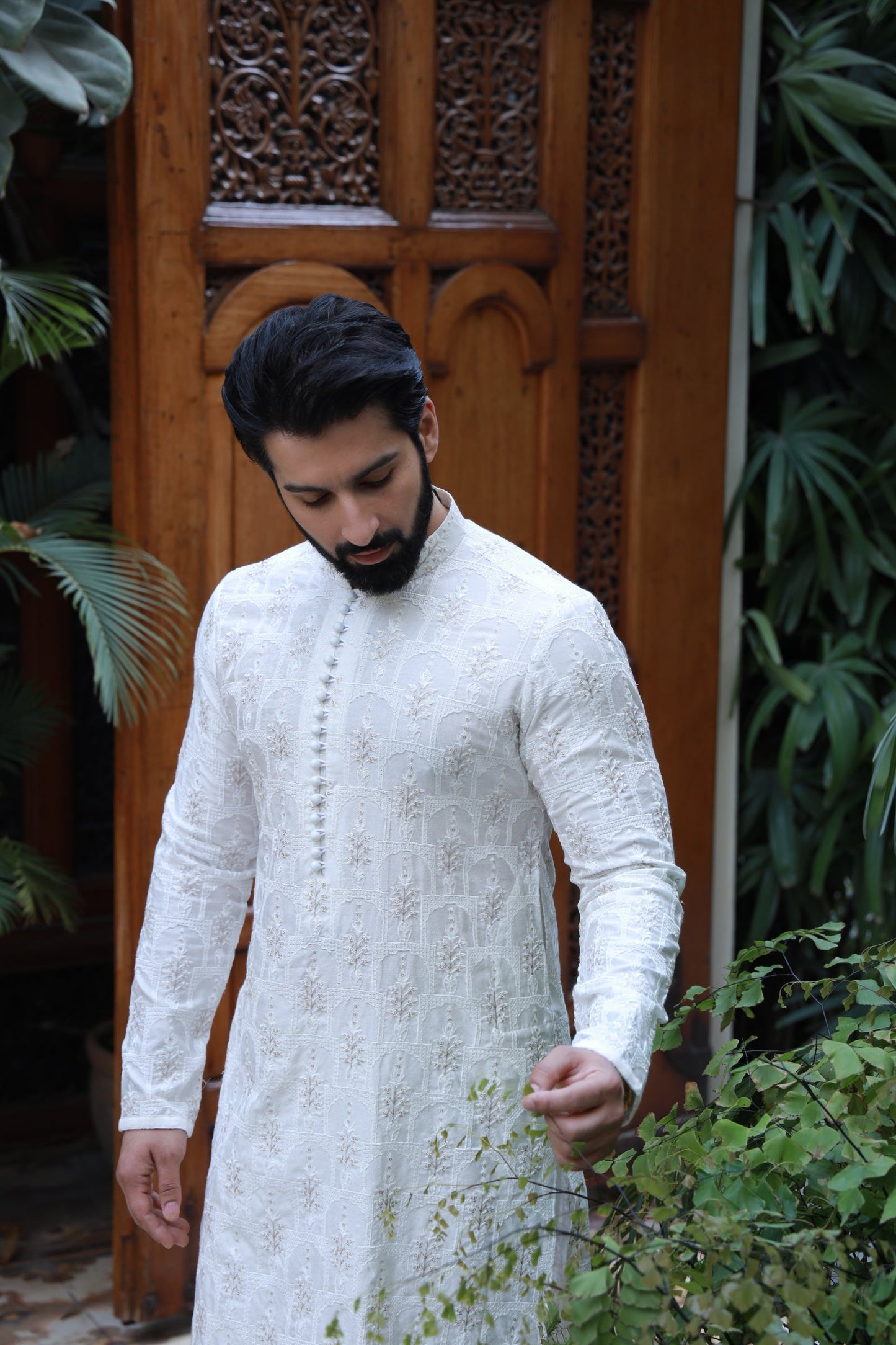 White & Gold Shahkaar Kurta Pyjama