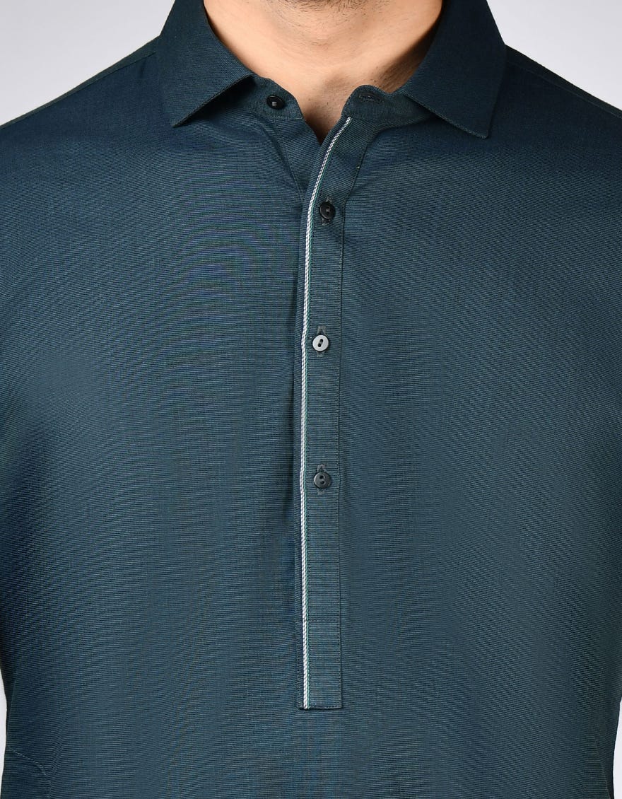 Blue Green Cotton Kameez Shalwar
