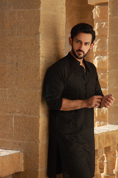 Black Azan Kurta Pyjama