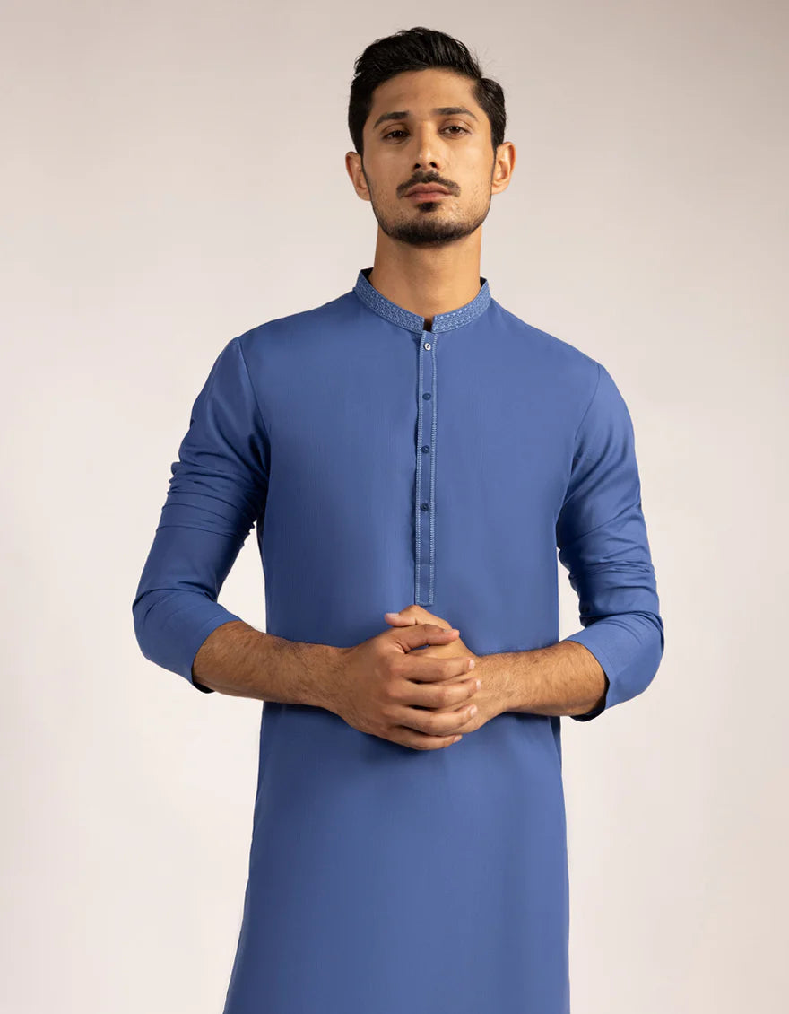 Blue Premium Blended Kurta Trouser