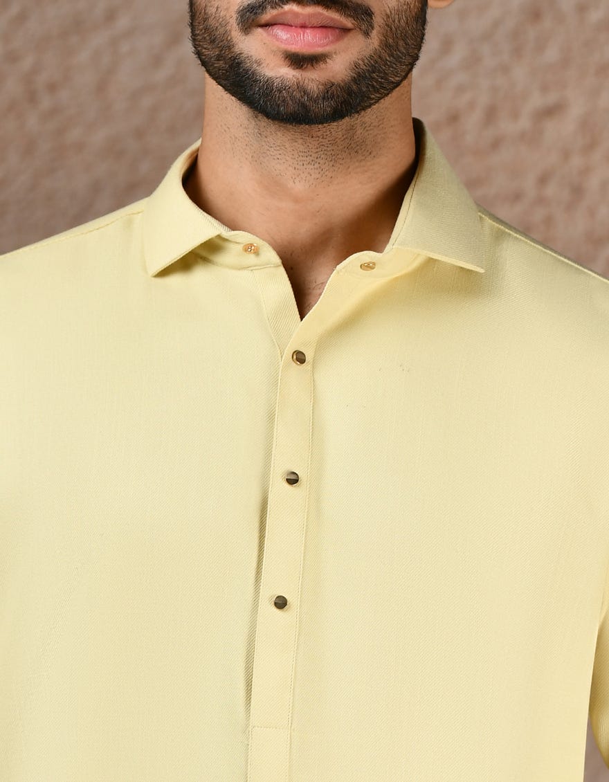 Pale Yellow Blended Kameez Shalwar