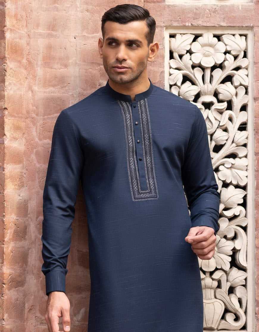 Blue Blended Kurta Pyjama