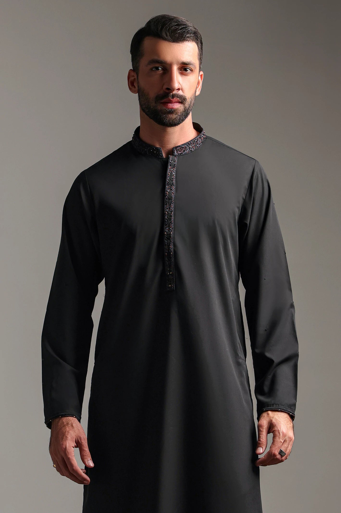 Black Hand Embroidered Luxury Kurta Pyjama