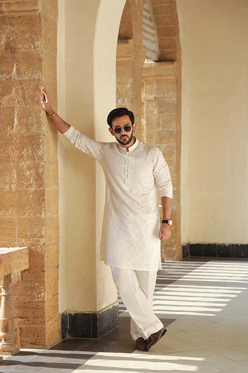 White Azan Kurta Pyjama