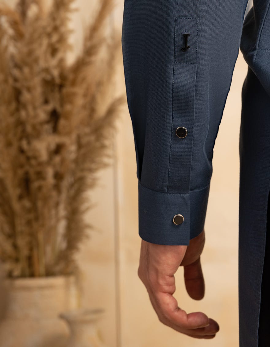 Deep Blue Embroidered Blended Kameez Shalwar