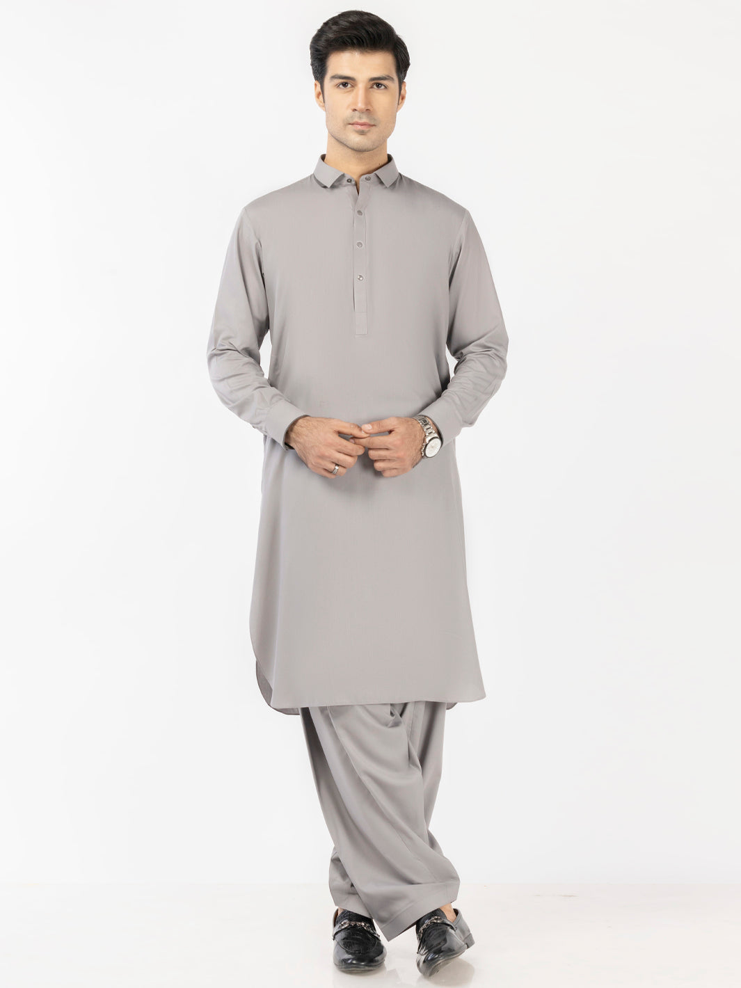 Wasim Akram Grey Blended Kameez Shalwar