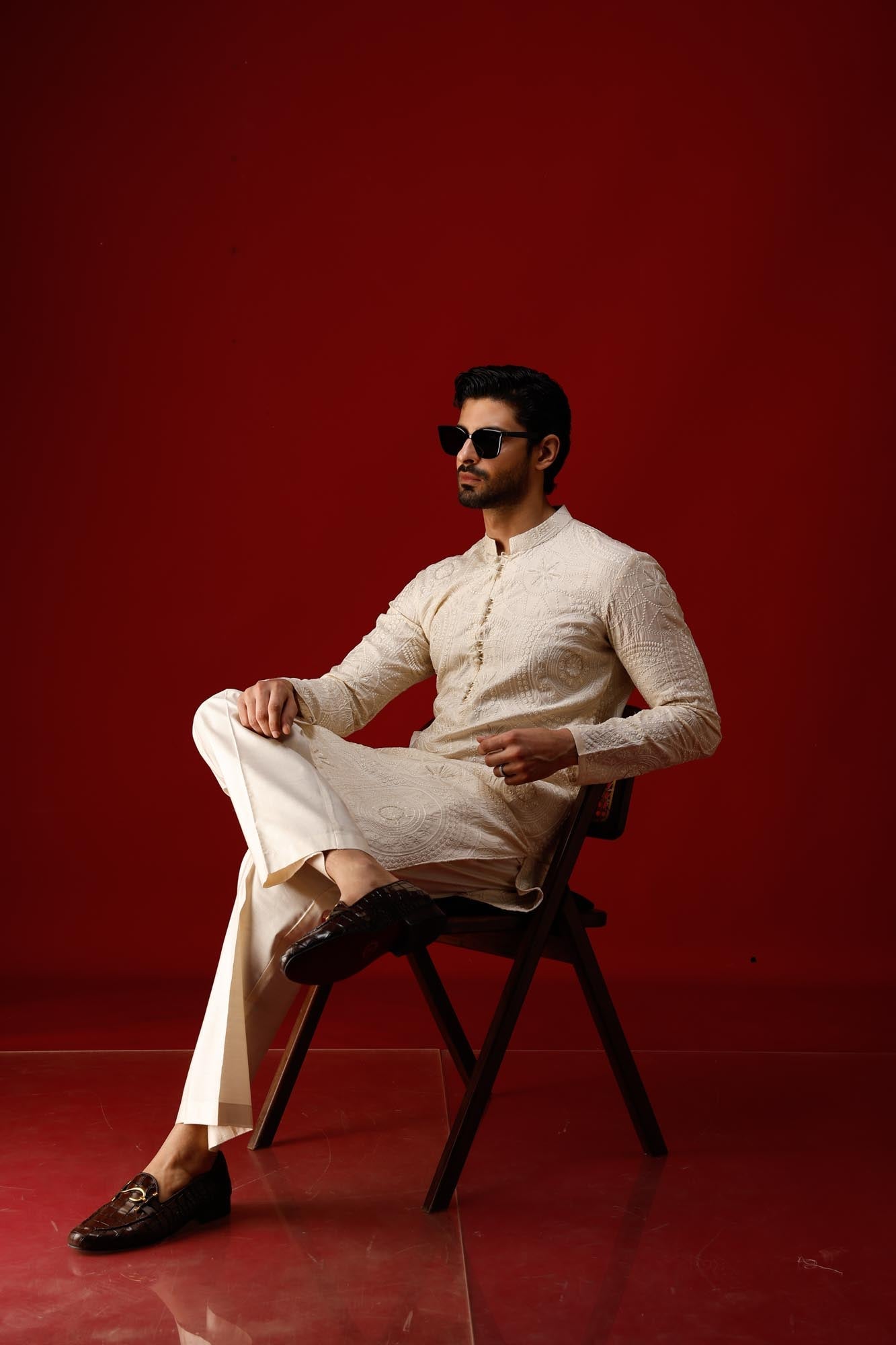 Beige Shahkaar Kurta Pyjama