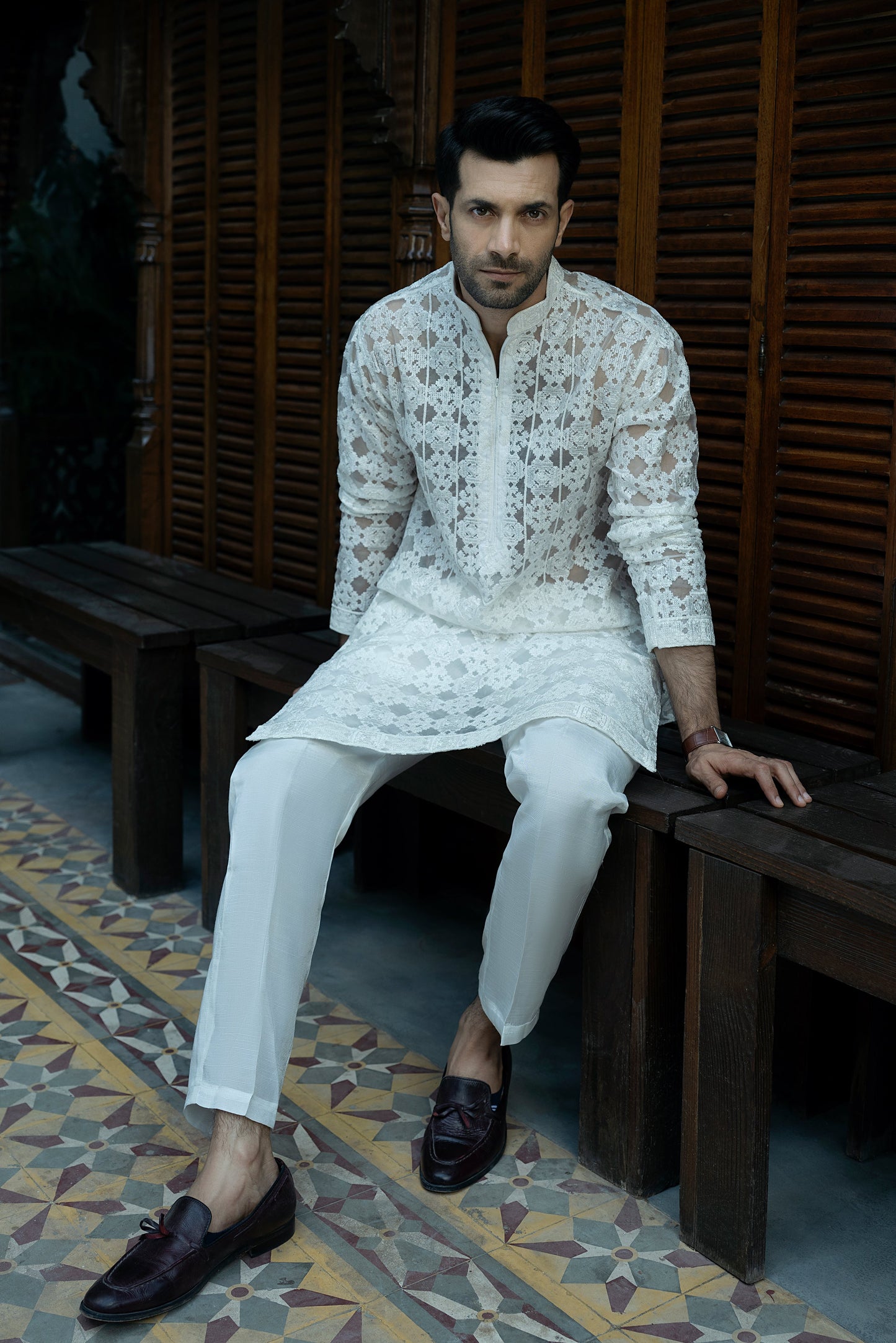 White Organza Kurta Pyjama