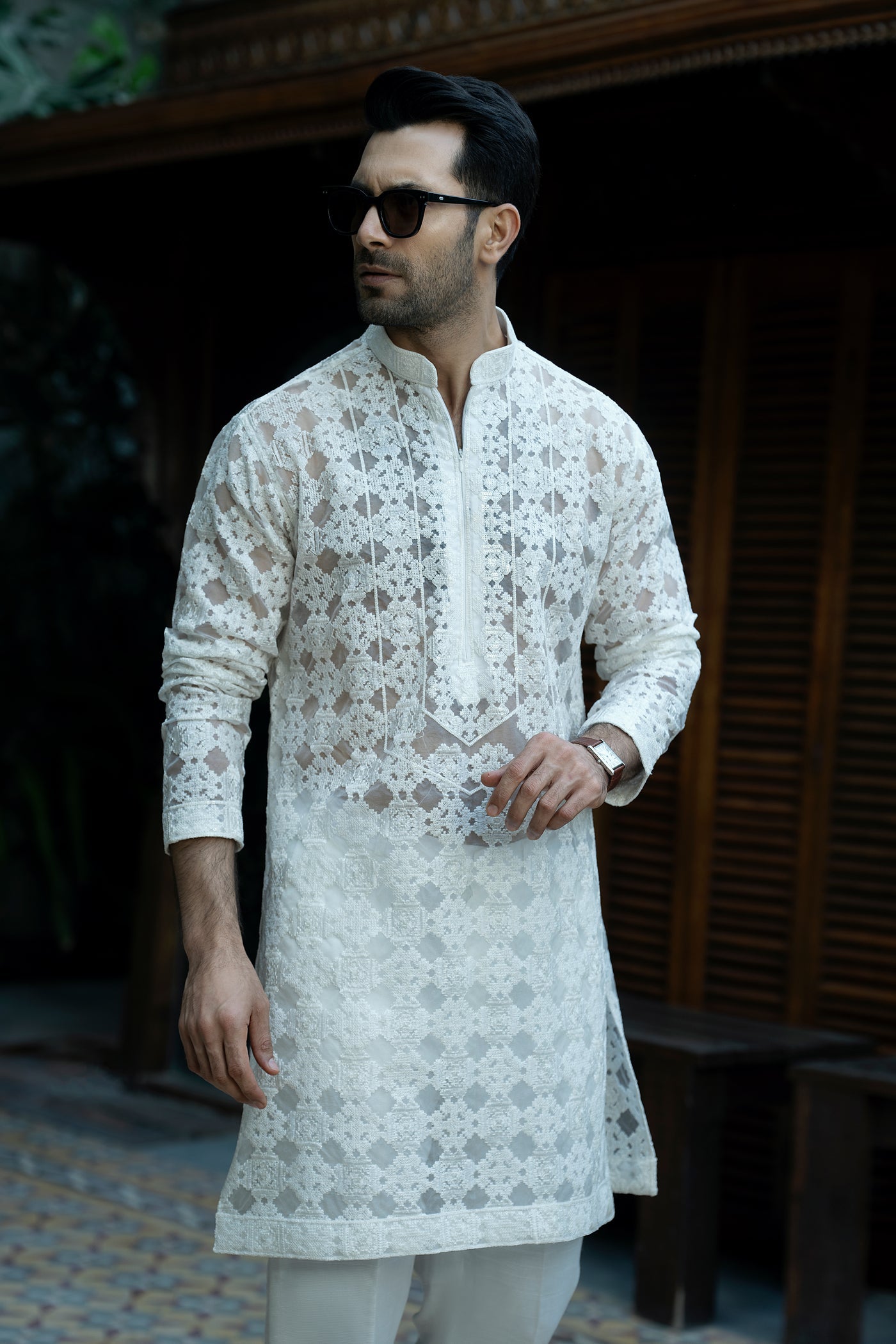 White Organza Kurta Pyjama