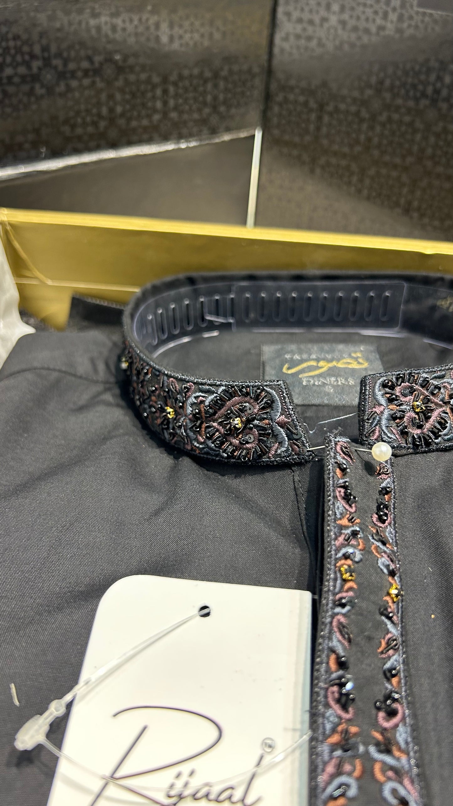 Black Hand Embroidered Luxury Kurta Pyjama
