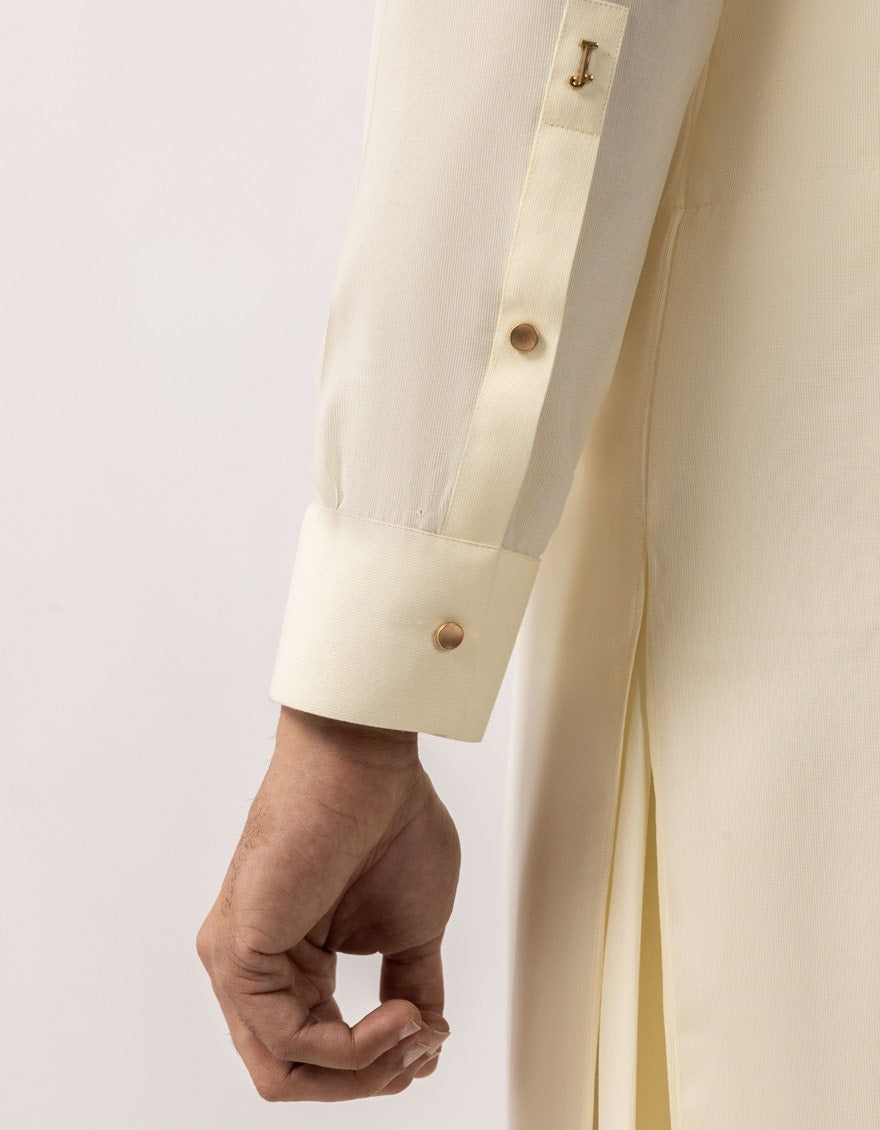 Cream Premium Embroidered Kameez Shalwar (Eid Special)