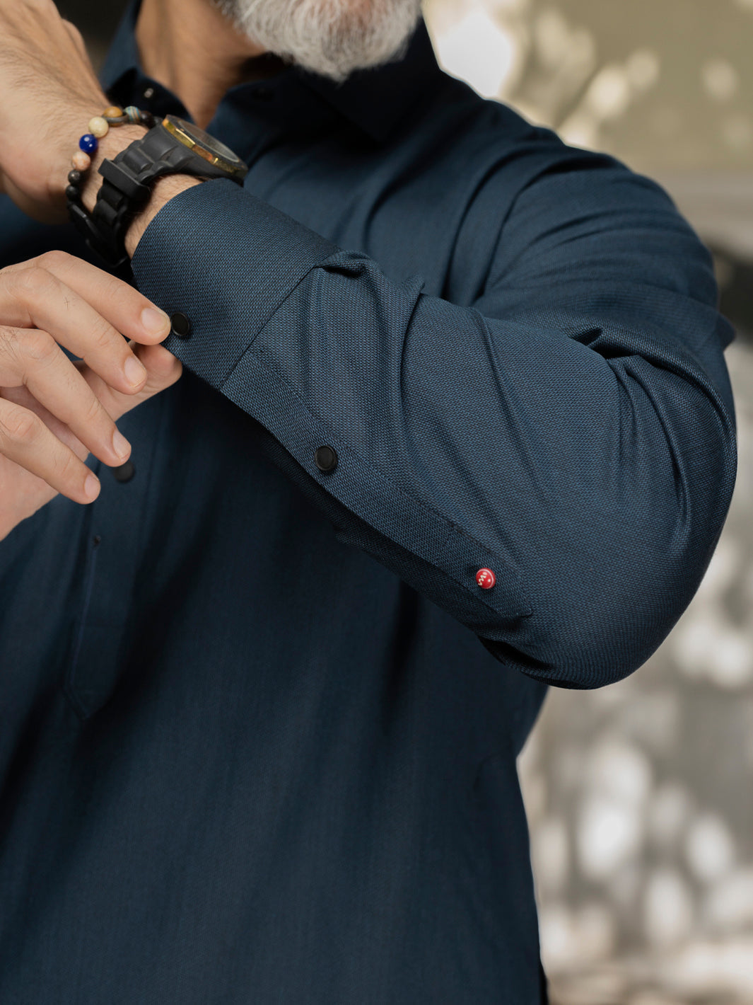 Wasim Akram Blue Kameez Shalwar