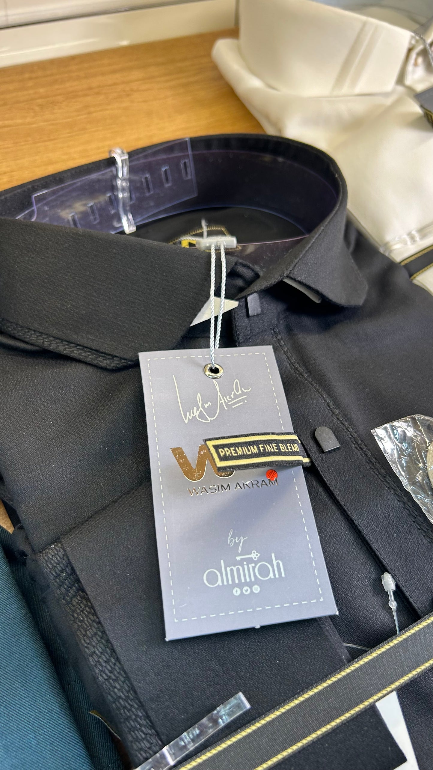 Wasim Akram Black Kameez Shalwar
