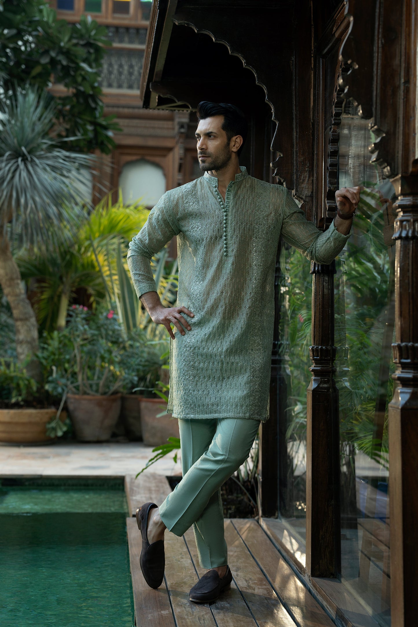 Pistachio Organza Kurta Pyjama