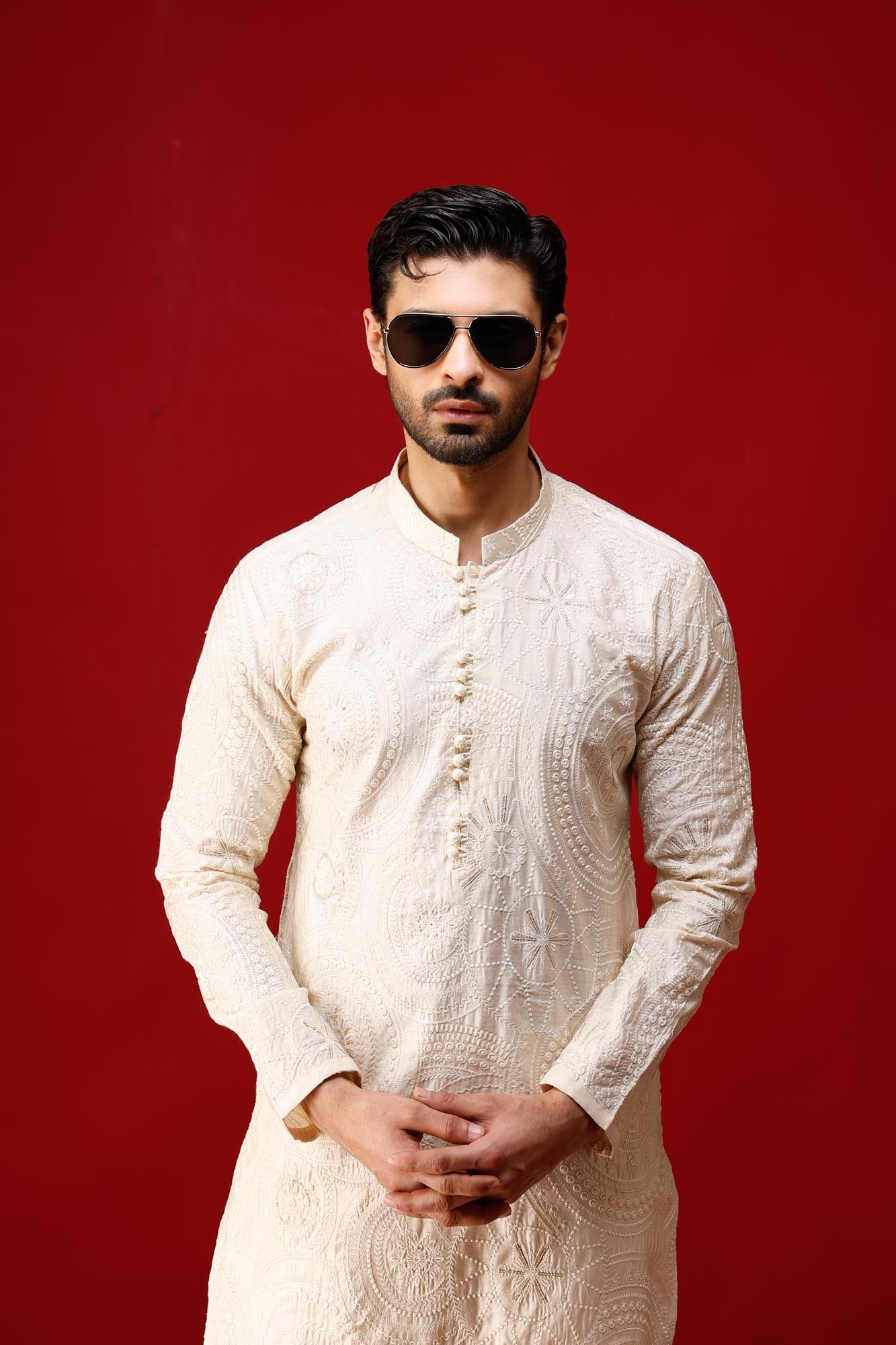 Beige Shahkaar Kurta Pyjama