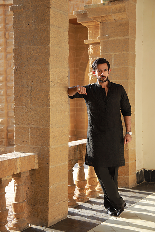 Black Azan Kurta Pyjama