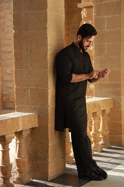 Black Azan Kurta Pyjama