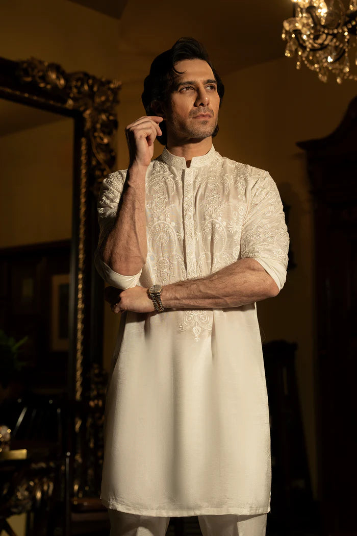Milky White Kurta Pyjama