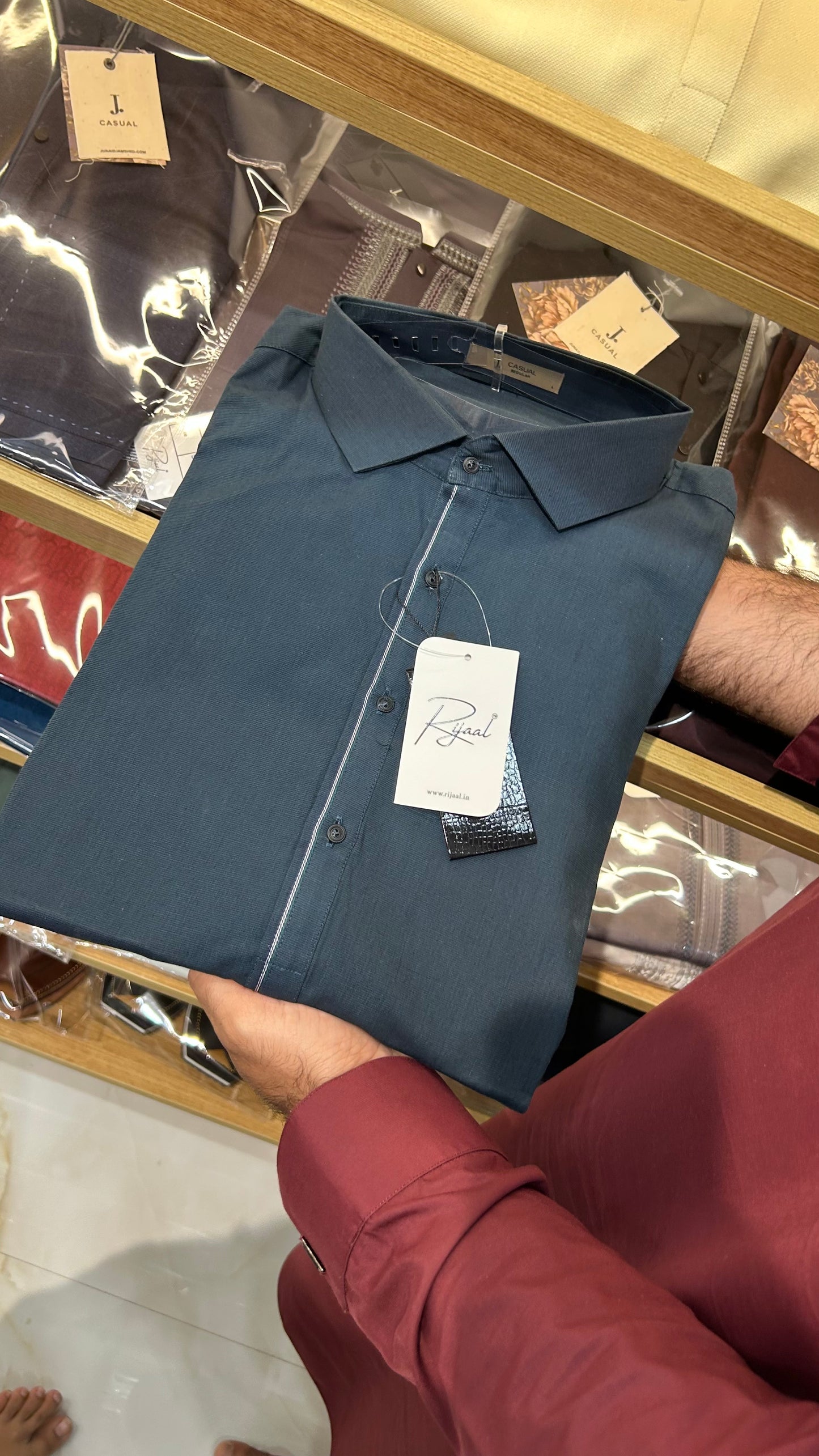 Blue Green Cotton Kameez Shalwar