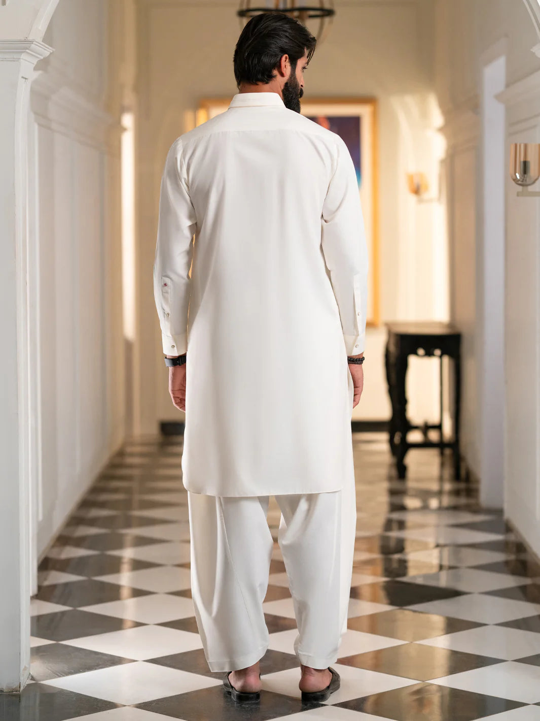Wasim Akram Pristine White Limited Edition Blended Kameez Shalwar
