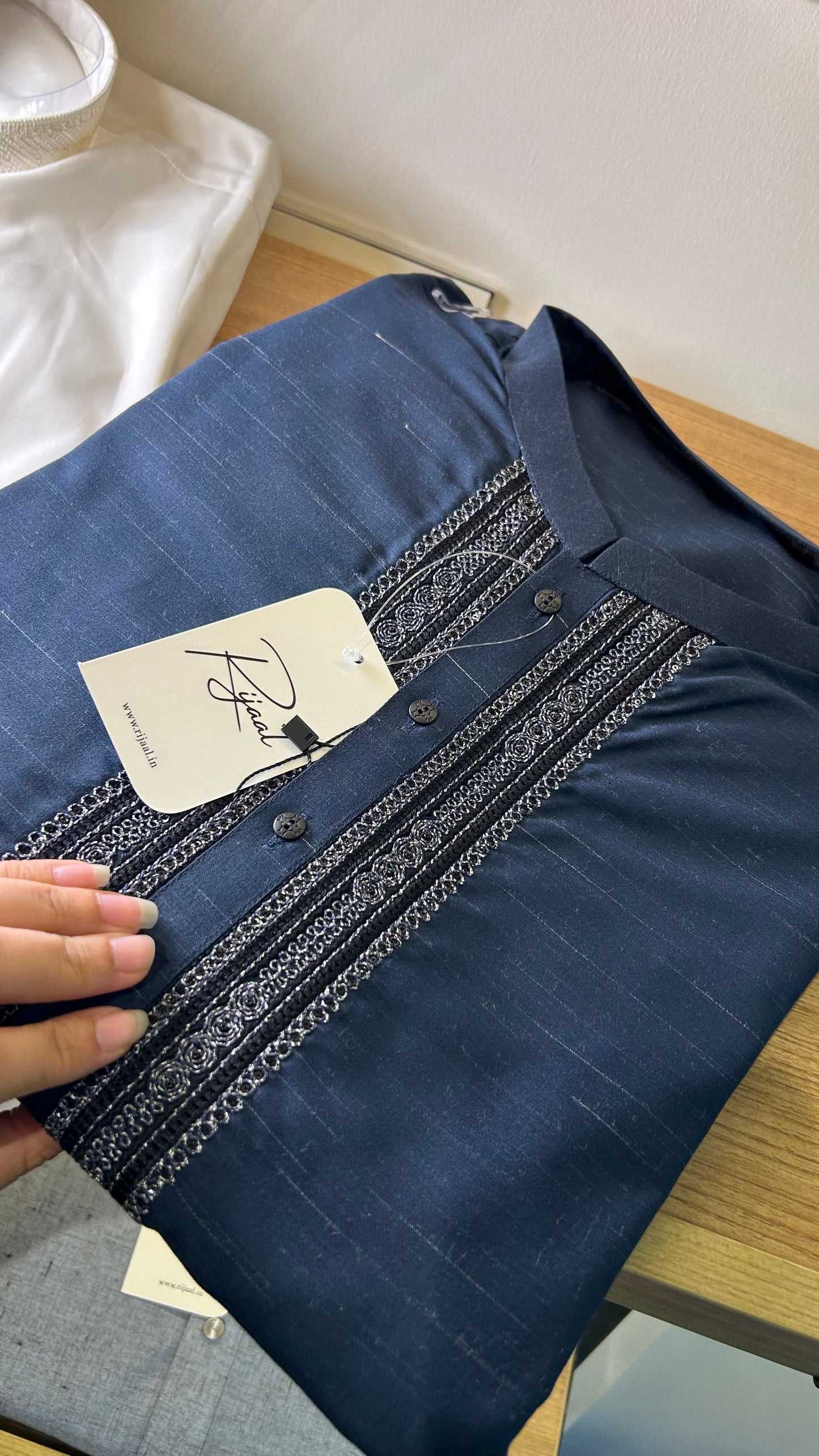 Blue Blended Kurta Pyjama