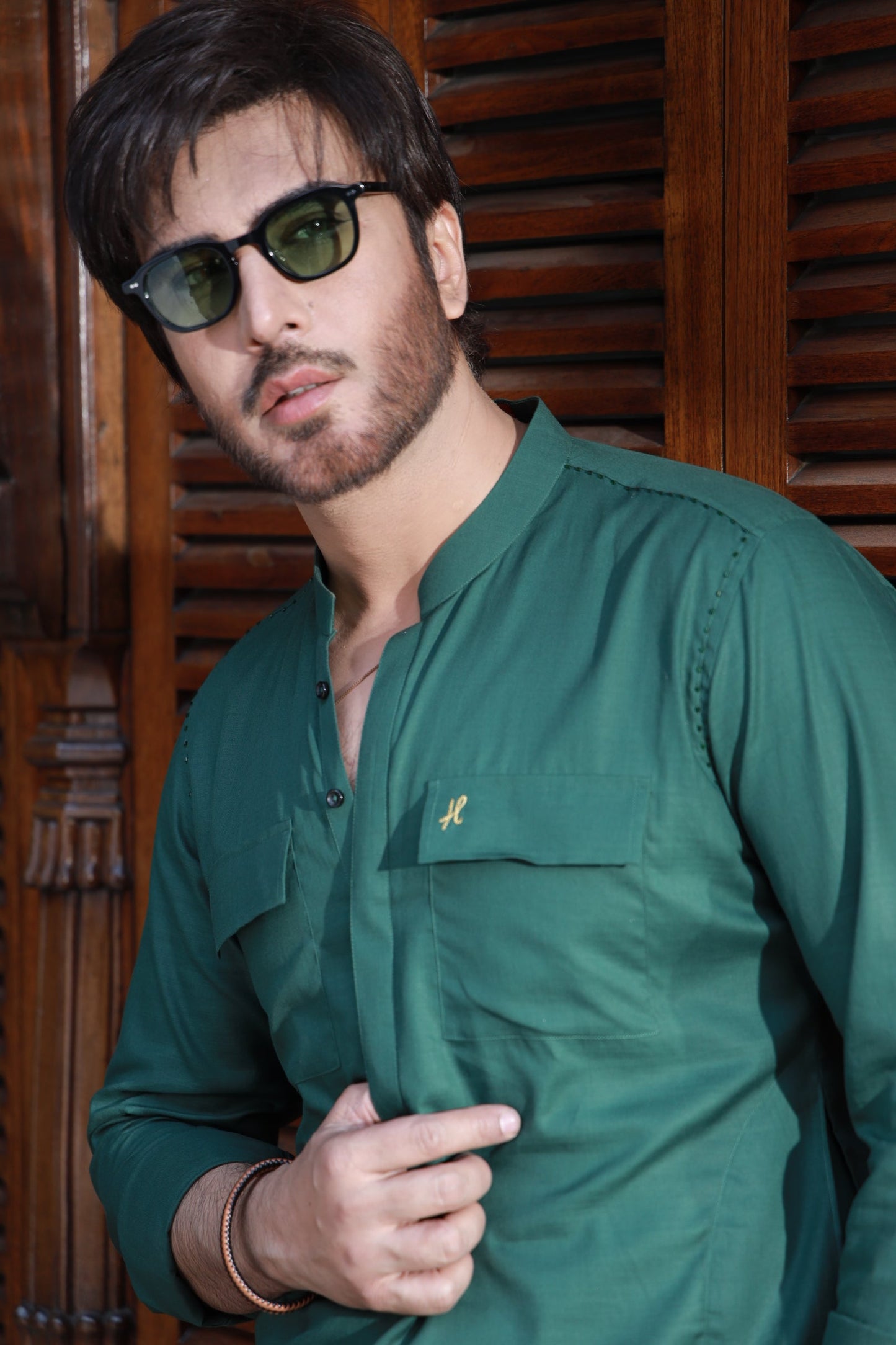 Green Linen Kurta Pyjama