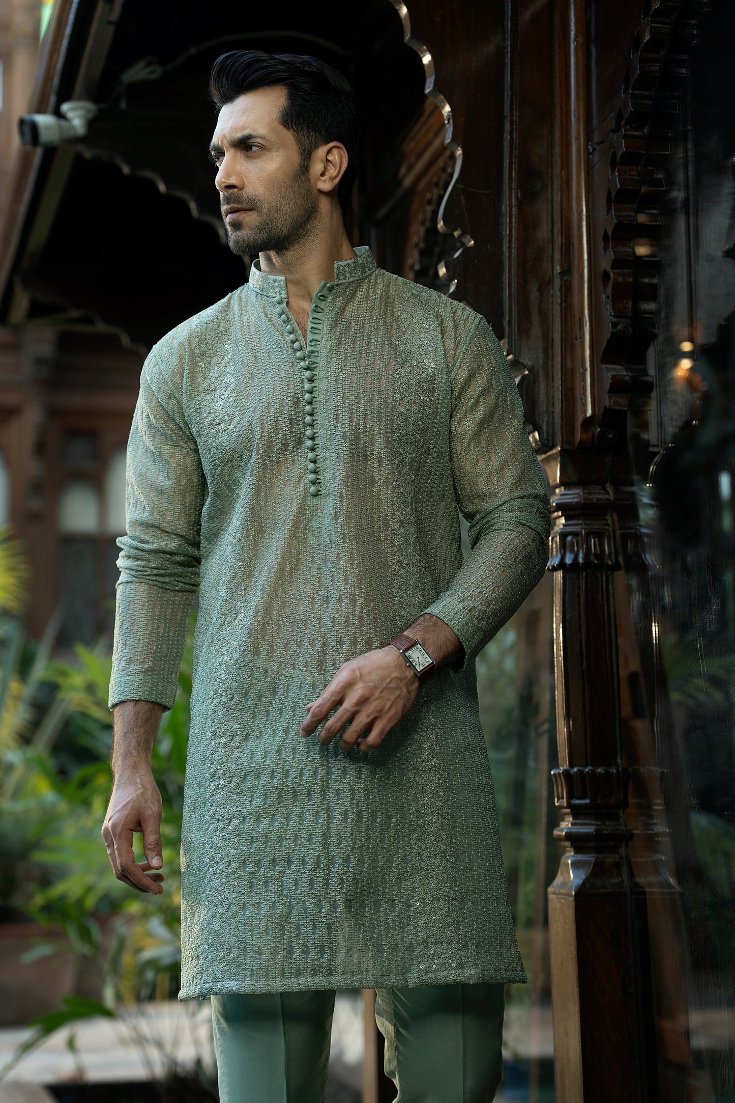 Pistachio Organza Kurta Pyjama