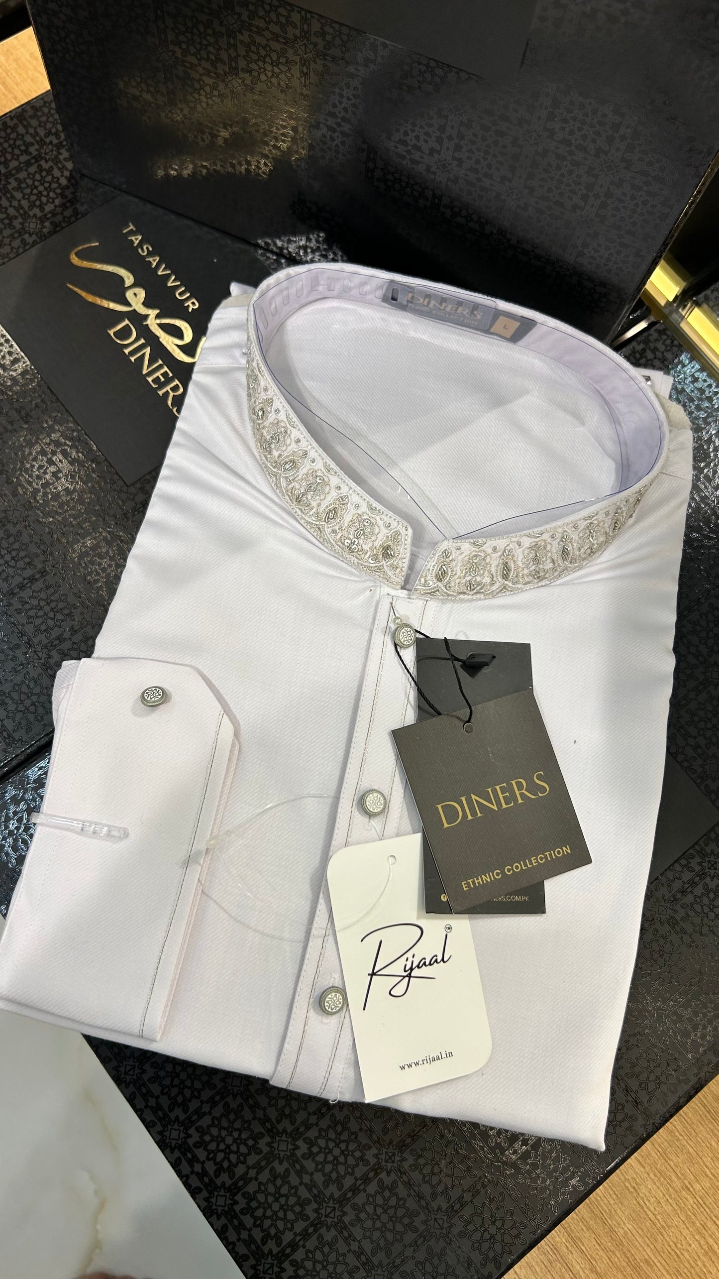 White Hand Embroidered Kameez Shalwar