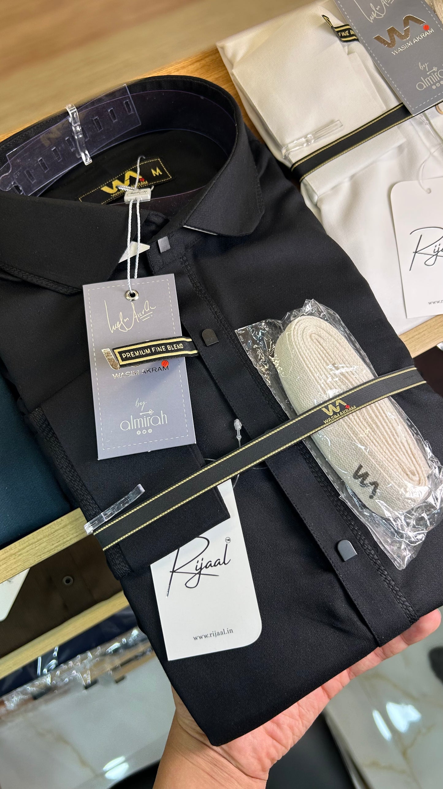 Wasim Akram Black Kameez Shalwar