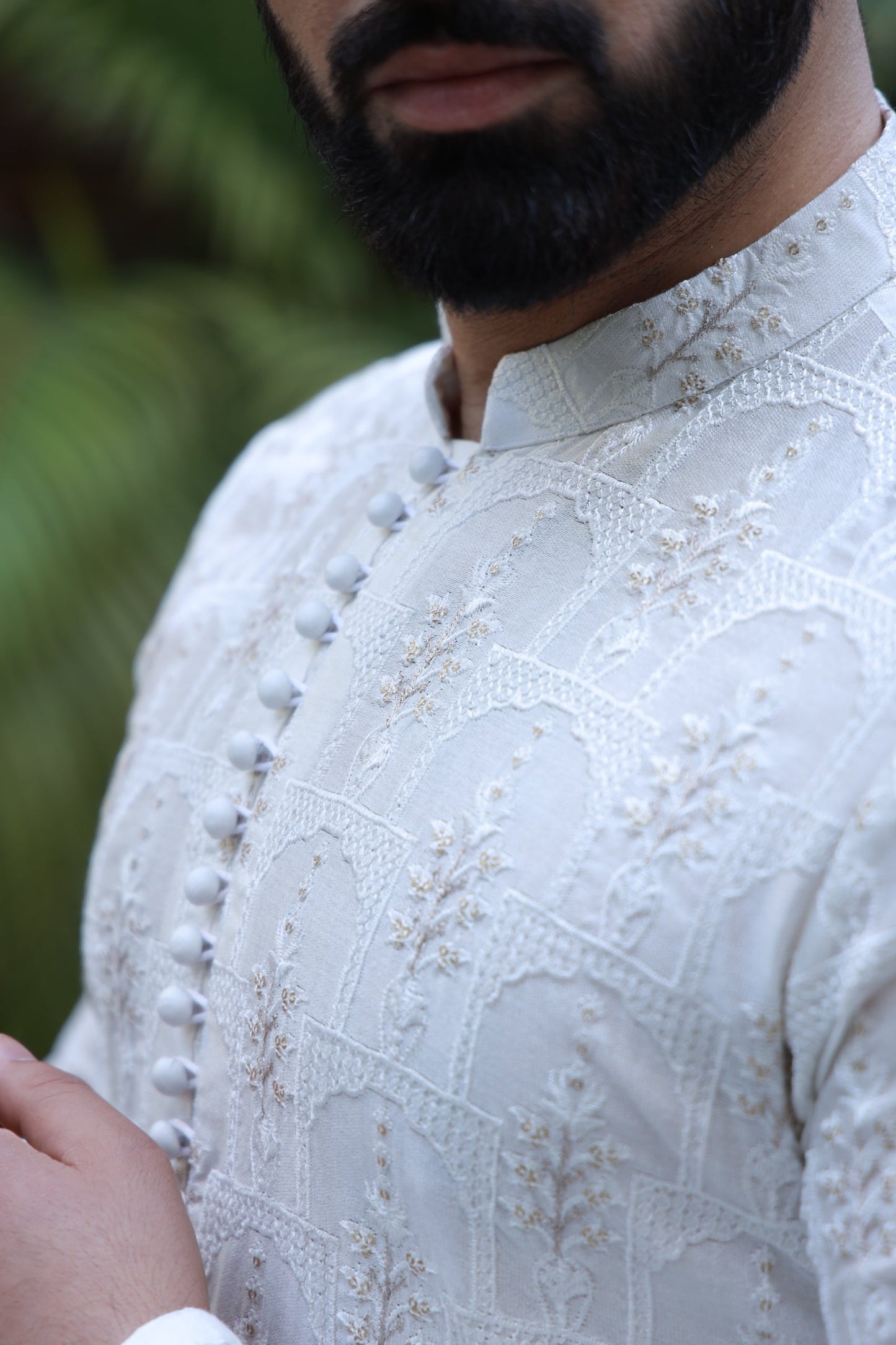 White & Gold Shahkaar Kurta Pyjama