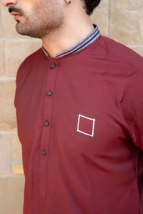Snug Maroon Polo Kurta Trouser