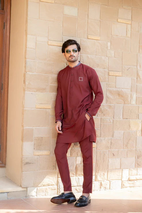 Snug Maroon Polo Kurta Trouser
