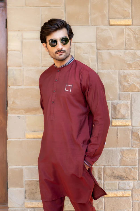 Snug Maroon Polo Kurta Trouser