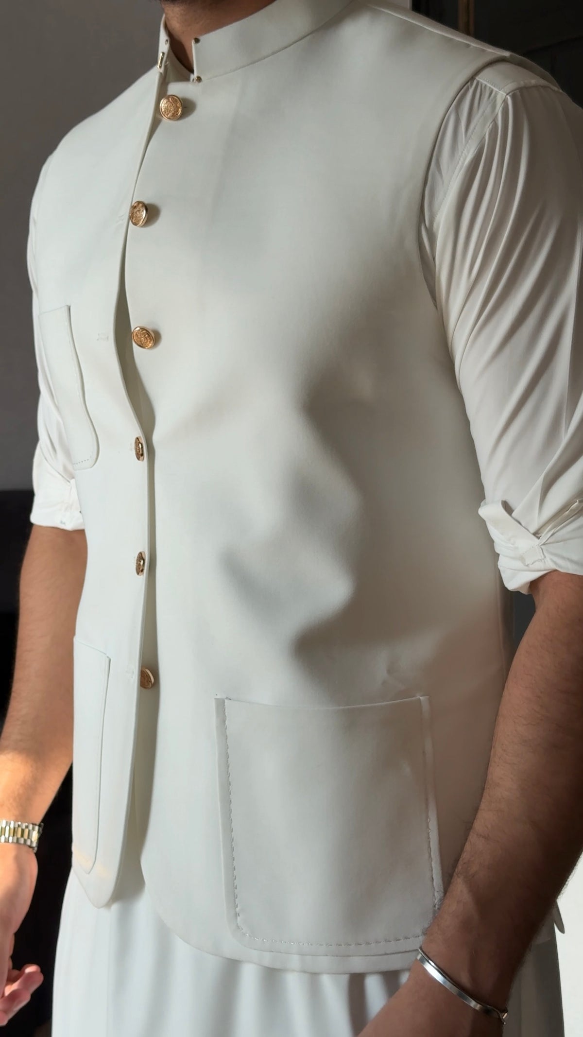 Sahib Signature White Waistcoat & Kameez Shalwar Set